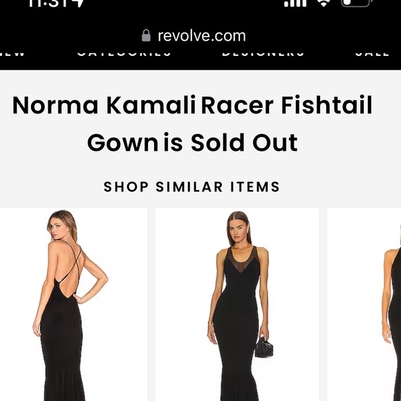 Size SM, Black Norma Kamali Racer Fishtail Gown. NWT, NBW - Picture 7 of 7
